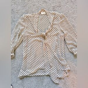Women’s blouse, cream with black polka dots